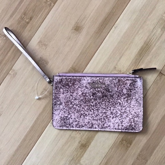 NWOT Kate Spade Pink Glitter Sparkle Clutch Wristlet Wallet Bag Handbag - Picture 1 of 9